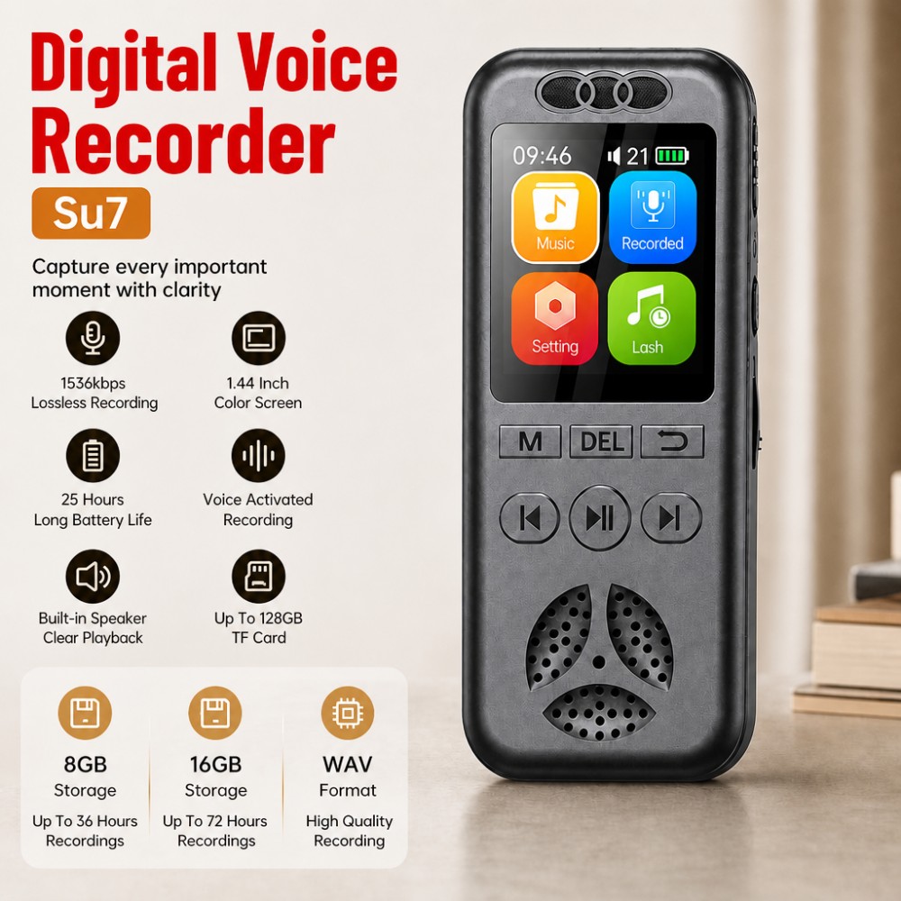 Audio Music File - 16GB Dijital Ses Kaydedici Sesle Aktive