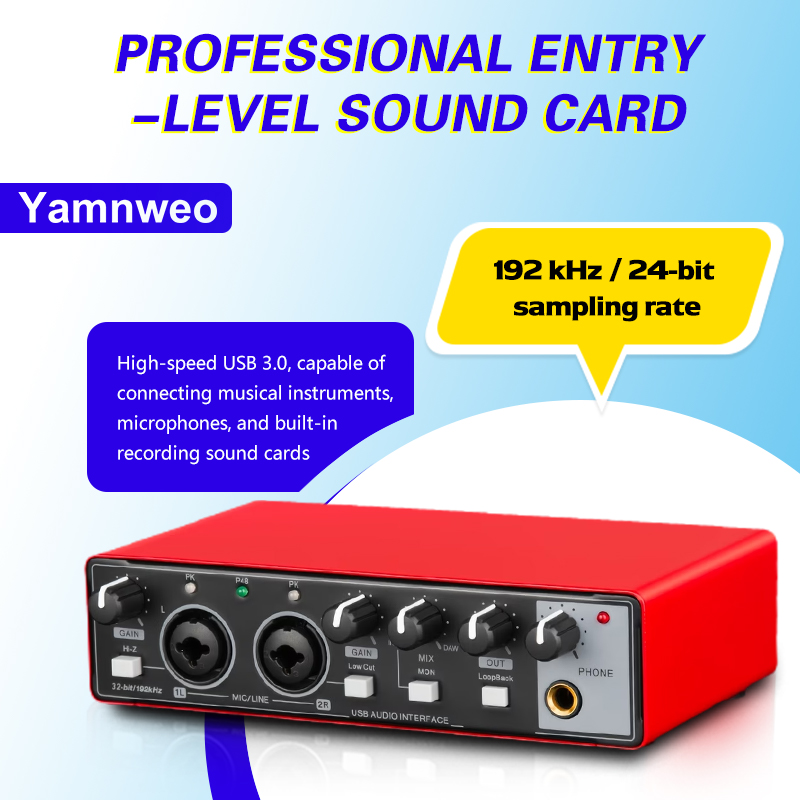 Audio Music Production - YAMNWEO MD21 Kırmızı USB Ses Kartı,